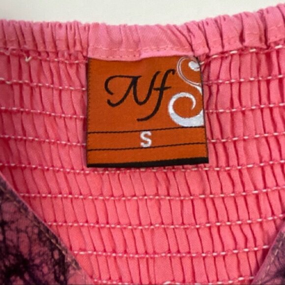 Pink mini dress  with empire waist and embroidery, sleeveless - Picture 15 of 16